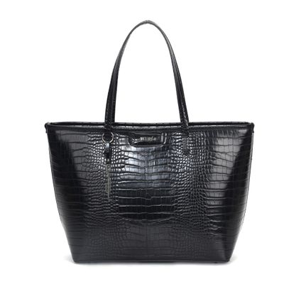 Bolsa Shopper Grande Material Croco Preta