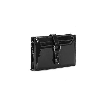 Bolsa Carteira Verniz Preto Alça Transversal