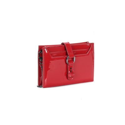 Bolsa Carteira Verniz Vermelho Alça Transversal