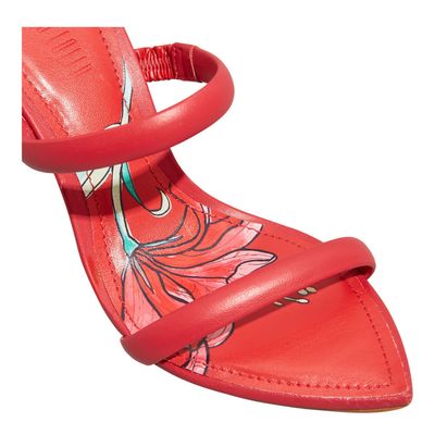 Mule Couro Confort Vermelho Bico Folha
