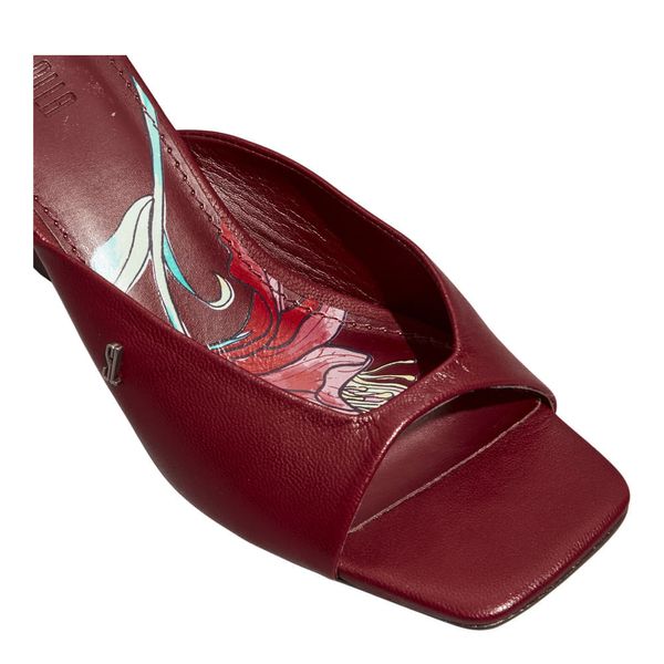 Mule Couro Pelica Soft Vermelho Bordô Salto Anabela