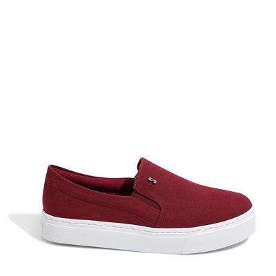 Tênis Slip On Lona Vermelho Wine