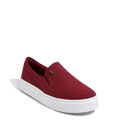 Tênis Slip On Lona Vermelho Wine