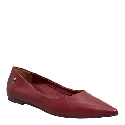 Sapatilha Couro Nobre Soft Bico Fino Vermelho Ruby