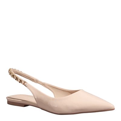 Sapatilha Slingback Verniz Bico Fino Bege