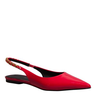 Sapatilha Slingback Verniz Bico Fino Vermelha Ferrari