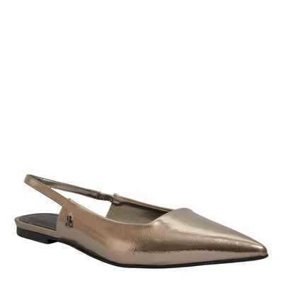 Sapatilha Slingback Metalizada Reflexo Cinza Pewter