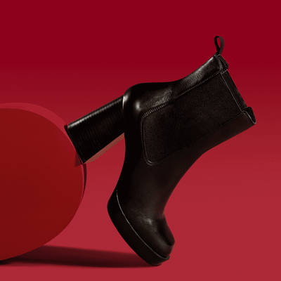 Bota Chelsea Couro Preto Salto Grosso
