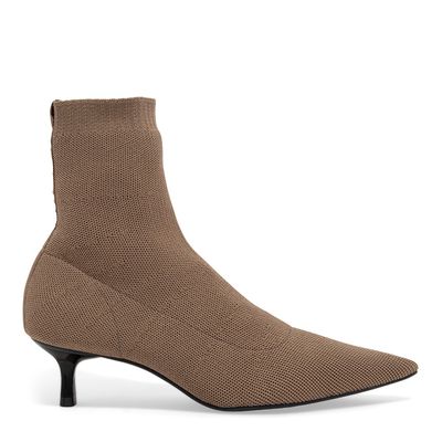 Bota Knit Marrom Bico Fino