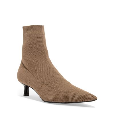 Bota Knit Marrom Bico Fino
