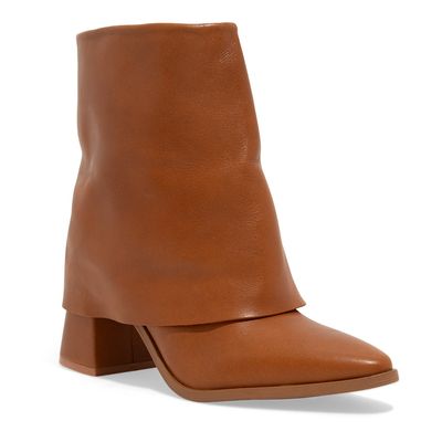 Bota Couro Nobre Soft Marrom Safari Salto Grosso Médio