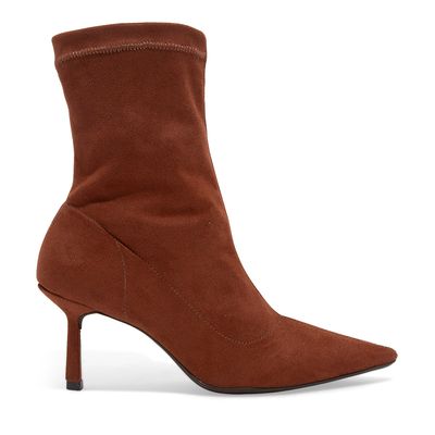 Bota Cano Médio Camurça Stretch Marrom