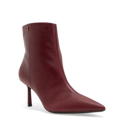 Bota Cano Curto Couro Nobre Boots Vermelho Merlot