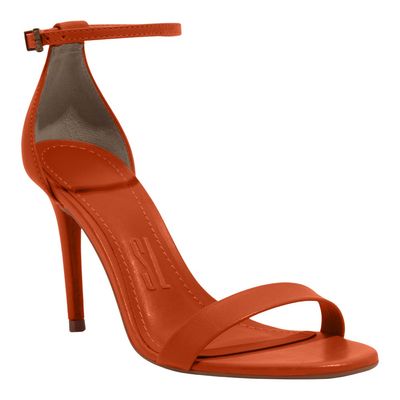 Sandália Couro Nobre Salto Alto Laranja Caju