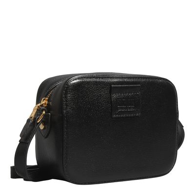 Bolsa Pequena Couro Floater Preta Alça Transversal