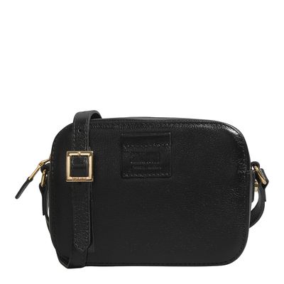 Bolsa Pequena Couro Floater Preta Alça Transversal