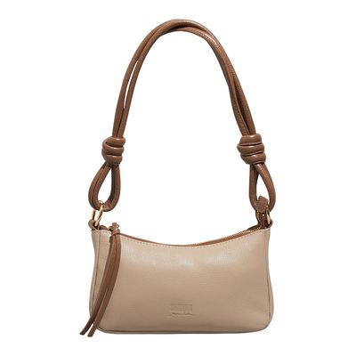 Bolsa Pequena Couro Floater Bege Alça Ombro