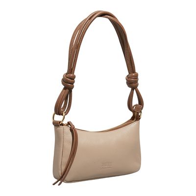 Bolsa Pequena Couro Floater Bege Alça Ombro