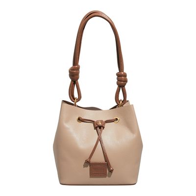 Bolsa Bucket Couro Floater Com Alça Ombro Bege
