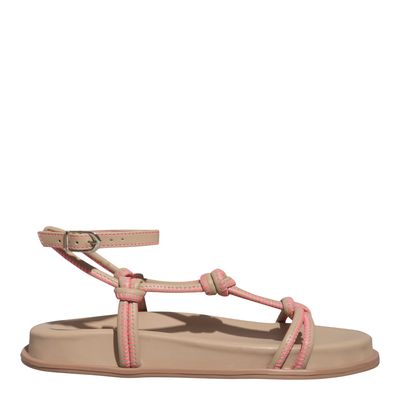 Sandália Papete Napa Soft Bege E Rose