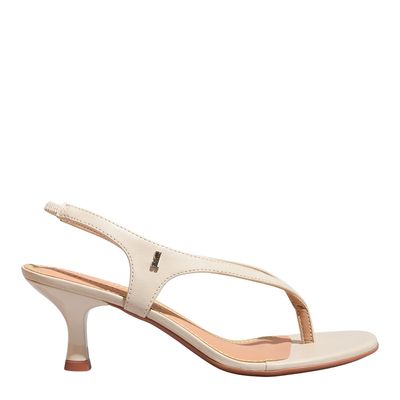 Sandália Tira Salomé Napa Soft Creme Salto Fino Baixo