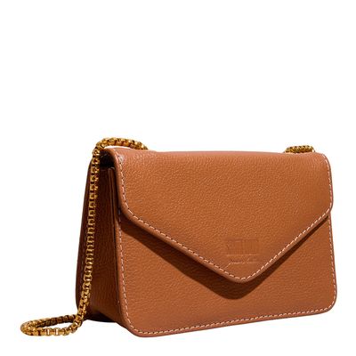 Bolsa Envelope Couro Floater Caramelo Alça Transversal