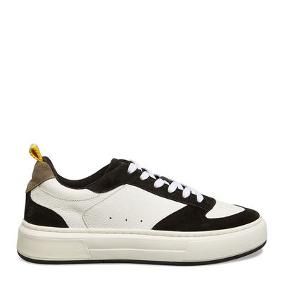 Tênis Masculino Couro Camurça Preto E Branco