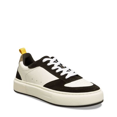 Tênis Masculino Couro Camurça Preto E Branco