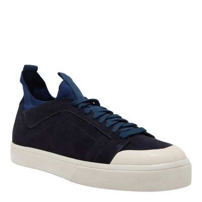 Tênis Masculino Couro Camurça Azul Dark Navy