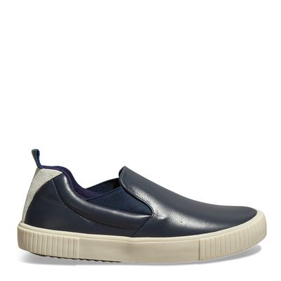 Tênis Slip On Masculino Couro Confort Azul Dark