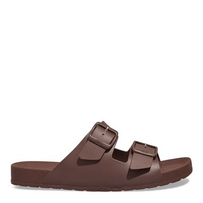 Chinelo Slide Fivela Masculino Borracha Marrom Escuro