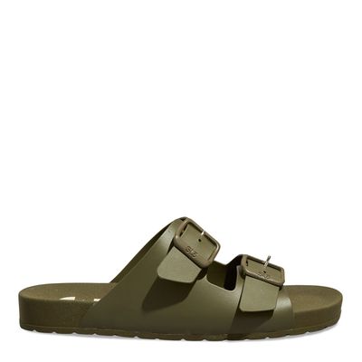 Chinelo Slide Fivela Masculino Borracha Verde Militar