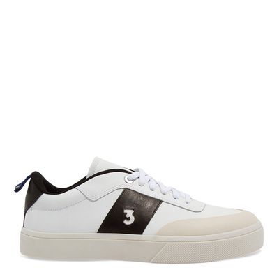 Tênis Masculino Napa Branco Recortes Preto
