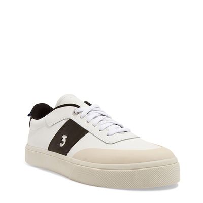 Tênis Masculino Napa Branco Recortes Preto