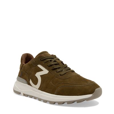 Tênis Jogger Masculino Couro Selaria Verde Oliva