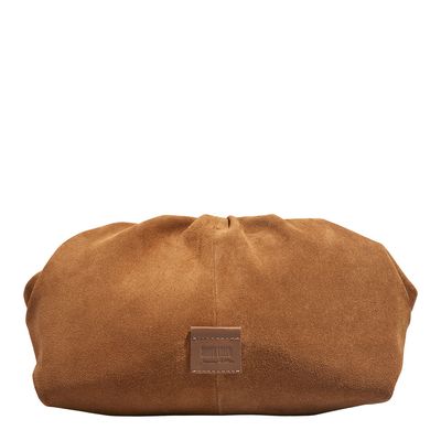 Clutch Grande Couro Camurça Caramelo