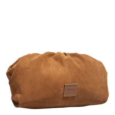 Clutch Grande Couro Camurça Caramelo