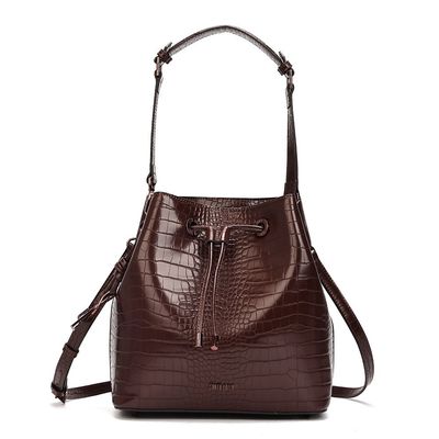 Bolsa M Material Croco Dark Cocoa