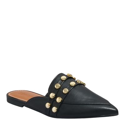 Mule Napa Soft Preto Tachas Bico Fino