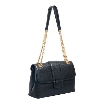Bolsa Couro Floater Preta Alça Corrente Ombro