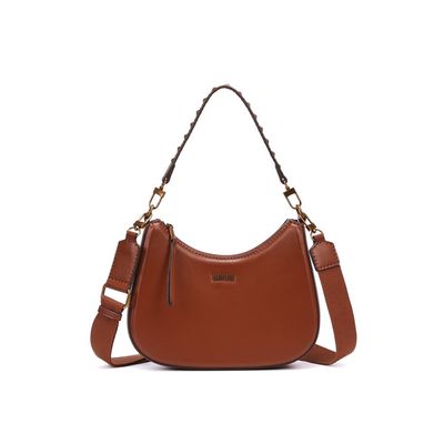 Bolsa Baguete Meia Lua Soft Marrom Alça Dupla