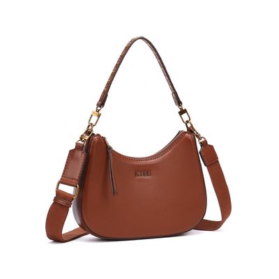 Bolsa Baguete Meia Lua Soft Marrom Alça Dupla