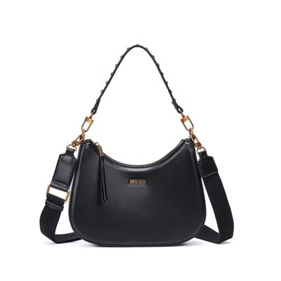 Bolsa Baguete  Meia Lua Soft Preto Alça Dupla