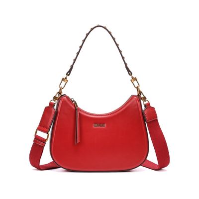 Bolsa Baguete Meia Lua Soft Vermelho Alça Dupla