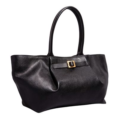 Bolsa Grande Couro Floater Preta Alça Ombro
