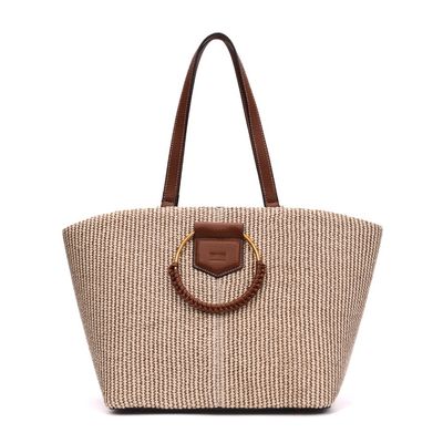 Bolsa Grande Tramado Bege Alça Ombro