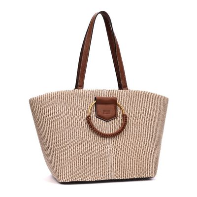 Bolsa Grande Tramado Bege Alça Ombro