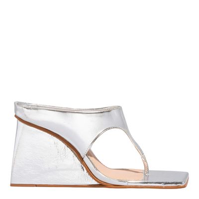 Mule Metalizado Reflexo Prata