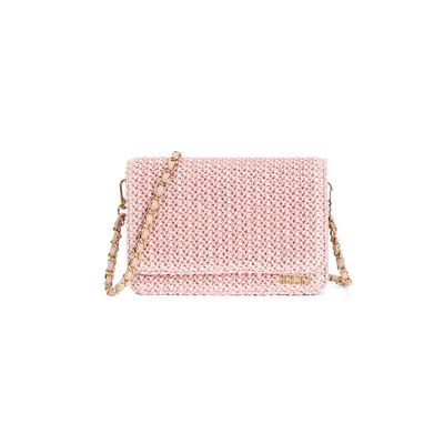 Bolsa Pequena Tramado Rosa Alça Transversal Corrente