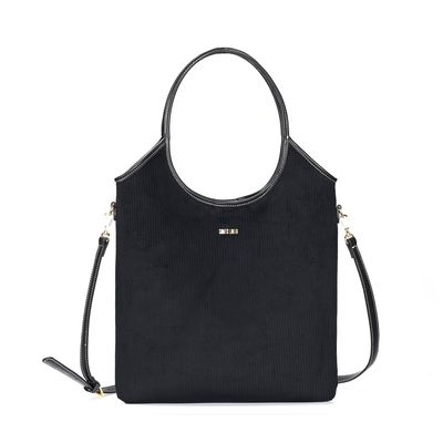 Bolsa Shopper Veludo Cotele Preto Alça Dupla
